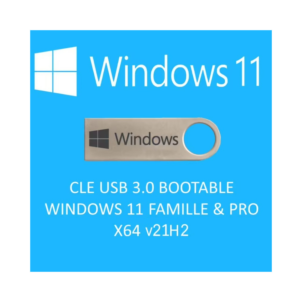 Clé USB Bootable + 1 Clé de Licence Windows 11 Professionnel