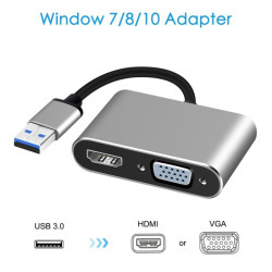 Convertisseur USB 3.0 to HDMI VGA – Noir