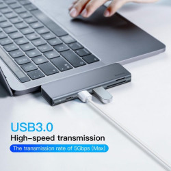 5en1 USB 3.0 x 2 + SD + TF + HUB USB-C / type C PD Smart