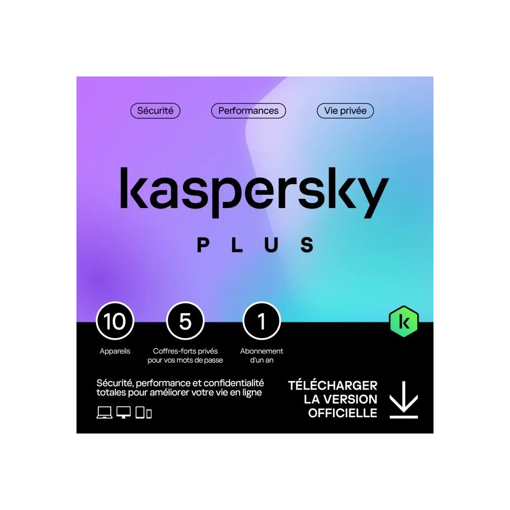Kaspersky Plus 2024 - (10 Postes - 1 An)